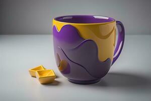 Cup of coffee. Beautiful and stylish coffee cup on a solid colored background. ai generative photo