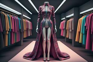 Futuristic fashion mannequin in the store. ai generative photo