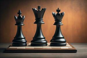 Different chess piece on a solid color background. ai generative photo