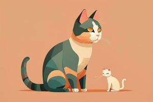 Cute cat sitting on the floor. Vector illustration in retro style. ai generative photo