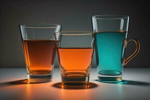 Glasses for different alcoholic beverages. ai generative photo