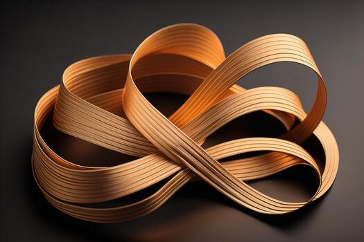 Shiny satin ribbon in brown color isolated on white background. ai generative photo