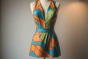 Women's dress on a mannequin in a fashion store. ai generative photo