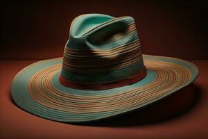 Fashionable hat on a solid color background. ai generative photo