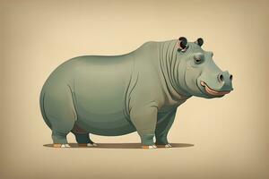 Hippopotamus standing on its hind legs. Vector illustration. ai generative photo