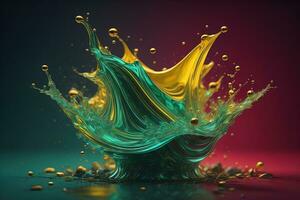 a colorful water splash on a gradient background. ai generative photo