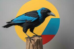 Close up portrait of a black raven, Corvus corax. ai generative photo