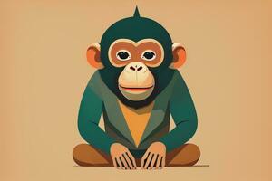 Vector illustration of a monkey. Cartoon style. ai generative photo