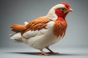 Colorful chicken on a solid color background, studio photo. ai generative photo