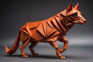 Paper origami animal isolated on solid color background. ai generative photo