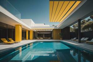 Swimming pool in a modern villa, ai generative photo