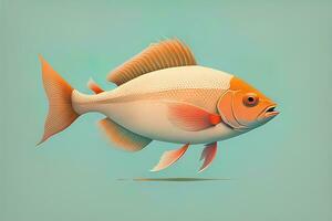 Illustration of a fish on a blue background, vector illustration. ai generative photo