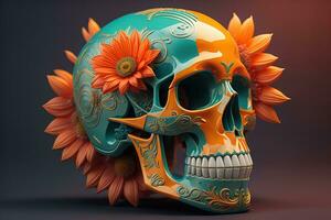 Day of the Dead sugar skull. Mexican sugar skull. ai generative photo