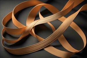 Shiny satin ribbon in brown color isolated on white background. ai generative photo