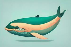 Blue whale isolated on a solid clor background. ai generative photo