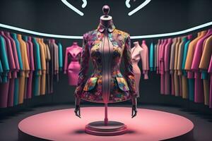 Futuristic fashion mannequin in the store. ai generative photo