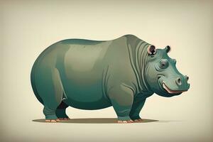 Hippopotamus standing on its hind legs. Vector illustration. ai generative photo