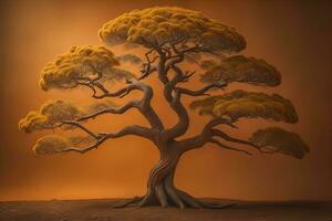 Fantasy Silhouette of a tree in the desert. ai generative photo