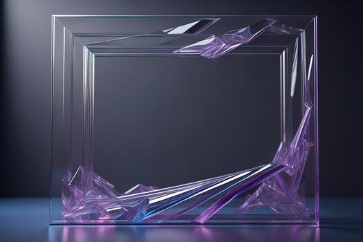 Glass picture frame on a solid color background. ai generative photo