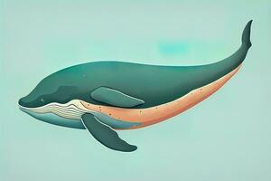 Blue whale isolated on a solid clor background. ai generative photo