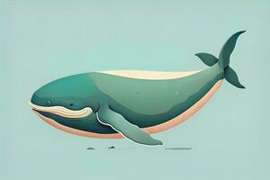 Blue whale isolated on a solid clor background. ai generative photo