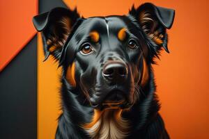 Portrait of a cute dog on a colorful background. Studio shot. ai generative photo