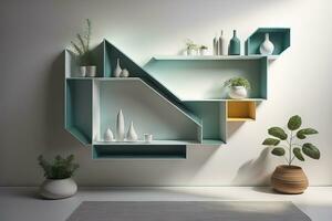 Bookshelf in scandinavian interior. ai generative photo