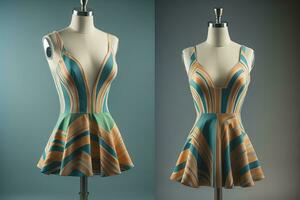 Women's dress on a mannequin in a fashion store. ai generative photo