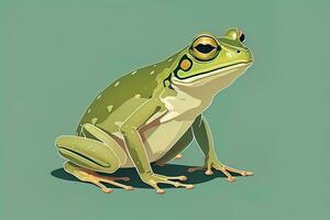 Frog on a green background. Vector illustration of a frog. ai generative photo