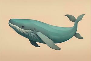 Blue whale isolated on a solid clor background. ai generative photo