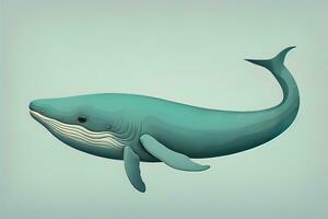 Blue whale isolated on a solid clor background. ai generative photo