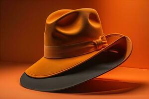 Fashionable hat on a solid color background. ai generative photo