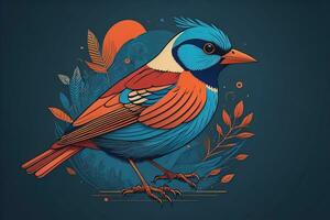 Colorful bird in grunge style. Vector illustration. ai generative photo