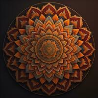 Mandala pattern. Vintage decorative elements. Hand drawn oriental background. ai generative photo