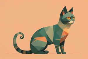 Cute cat sitting on the floor. Vector illustration in retro style. ai generative photo