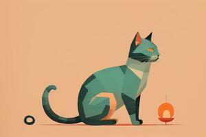 Cute cat sitting on the floor. Vector illustration in retro style. ai generative photo