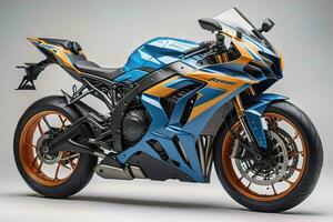 Modern powerful sports motorcycle on a colorful background. ai generative photo