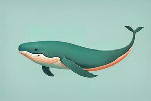 Blue whale isolated on a solid clor background. ai generative photo