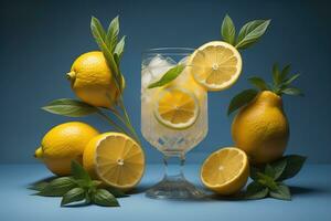 vaso de limonada con Fresco limones ai generativo foto