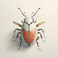 Illustration of a bug on a white background with soft shadow. ai generative photo