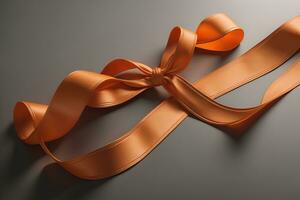 Shiny satin ribbon in brown color isolated on white background. ai generative photo