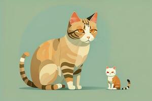 Cute cat sitting on the floor. Vector illustration in retro style. ai generative photo