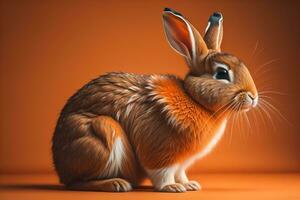 Easter bunny on a solid color background. ai generative photo
