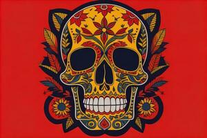 Day of the Dead sugar skull. Mexican sugar skull. ai generative photo