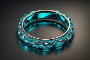 Wedding ring with diamonds on a solid color background. Jewelry. ai generative photo