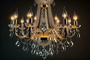 Luxury chandelier isolated on dark background. ai generative photo