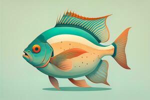 Illustration of a fish on a blue background, vector illustration. ai generative photo