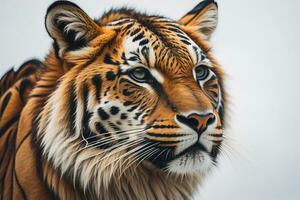 Portrait of a tiger on a solid color background. Close-up. ai generative photo