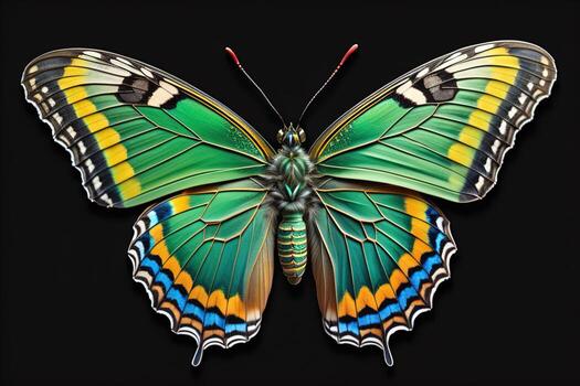 Butterfly Papilio machaon isolated on solid color background. ai generative photo