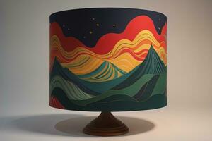 decorative table lamp on solid color background. ai generative photo